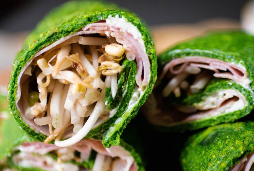 Gluten-free and lactose-free spinach wraps